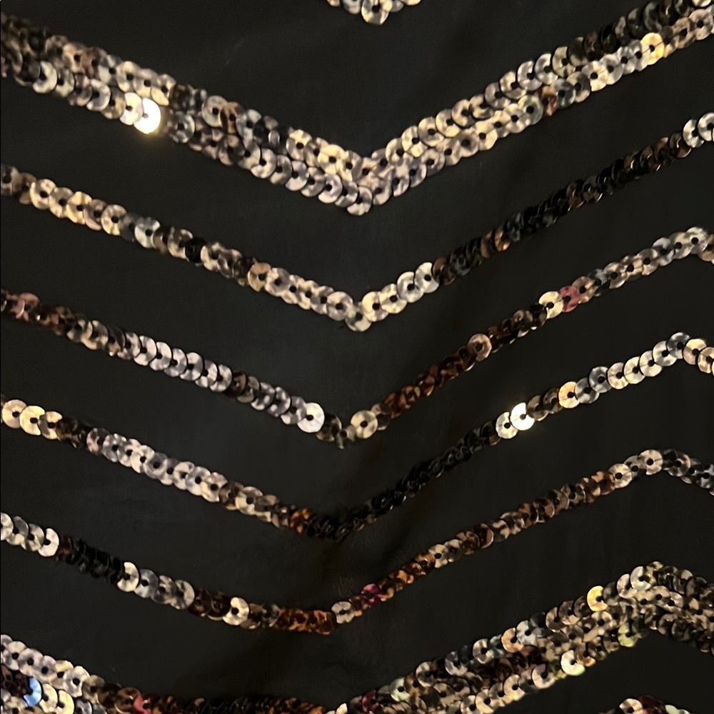 Mustard Seed Sequin Sheath Mini Dress Black and Gold - Women’s Size Medium - Picture 13 of 17